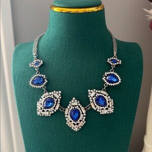 Jewelry necklace with blue crystal like sapphire and Swarovski.